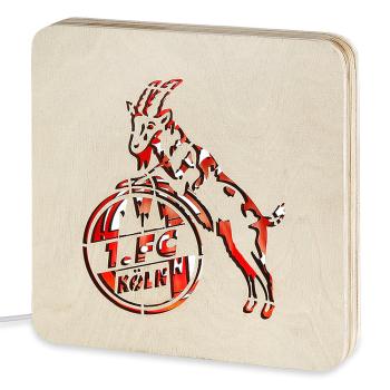 1. FC Köln LED Logo im Holzrahmen ca